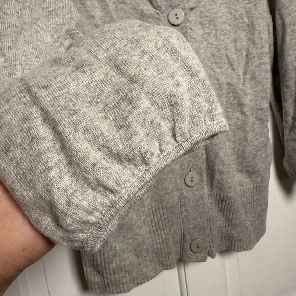 Vertical Design 100% Cashmere Cardigan Sweater Size Large Gray Button Front - Picture 5 of 5
